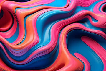 Fluid art acrylic texture with colorful waves, mixing paint effect