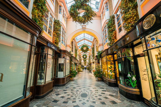 Burlington Arcade building with Christmas decoration in London, England