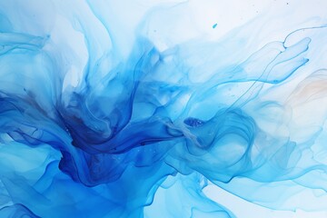 Fototapeta na wymiar Watercolor Blue Water Drop Paint Splash