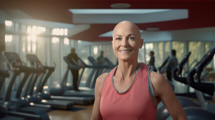 Fototapeta premium A fitness instructor leading a workout for cancer survivors.