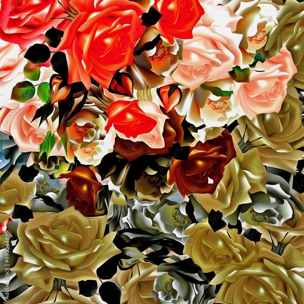 Aufkleber computer graphics of abstract floral psychedelic background stylization of colored chaotic stickers 