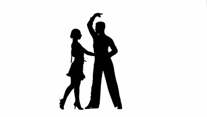 Black and white silhouette Elegant Ballroom Dance Couple
