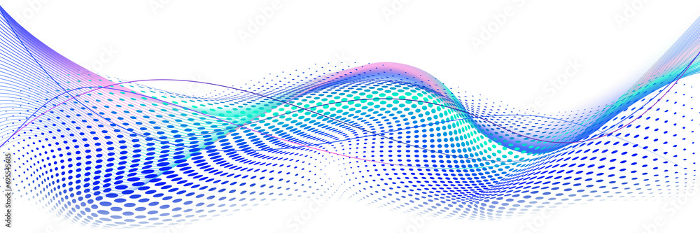 Poster wave of dots and weave lines. abstract background. network connection structure.