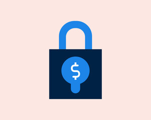 Lock with the image of a dollar . Vector illustration in flat style design.	