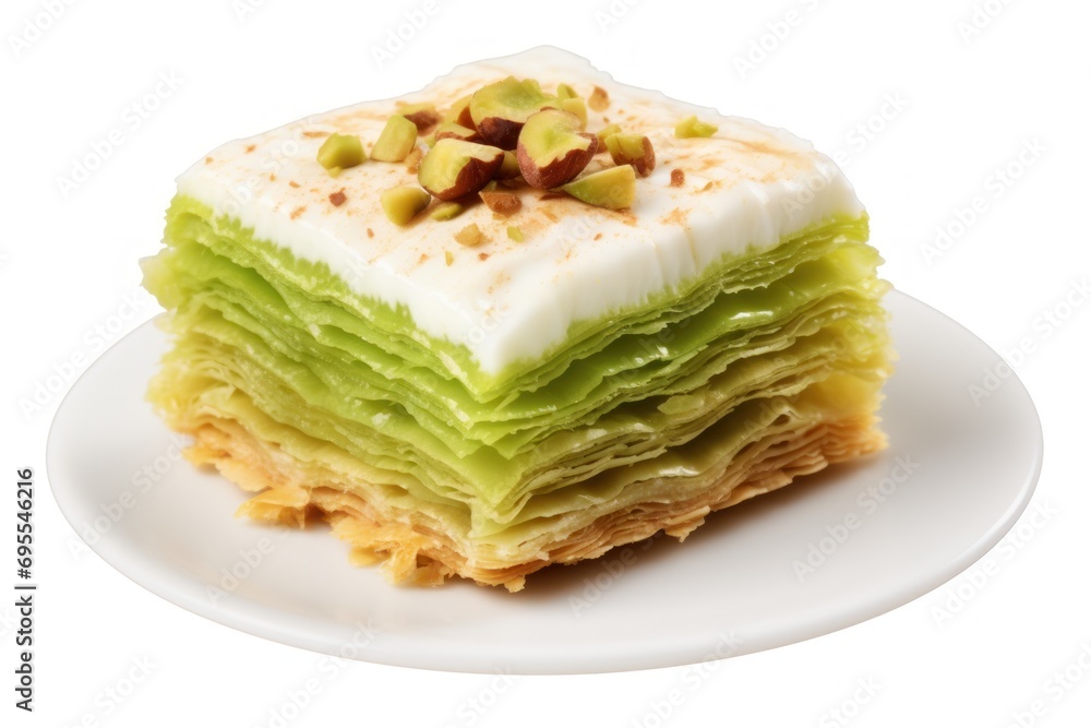 Aufkleber a close up of a piece of cake on a plate with a bite taken out of one of the slices and the rest of 