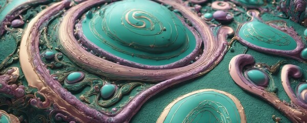 a close up of a green and purple object - obrazy, fototapety, plakaty