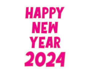Happy New Year 2024 Abstract Pink Graphic Design Vector Logo Symbol Illustration
