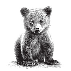 Cute bear animal sitting hand drawn sketch in doodle style illustration © BigJoy