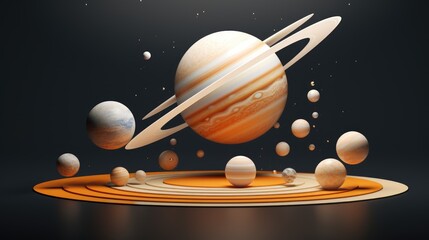 A group of planets are stacked on top of each other.