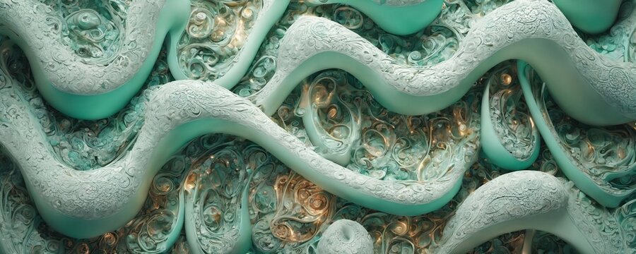a close up of a green and white abstract pattern