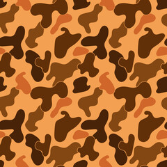 Orange military camouflage vector seamless pattern.