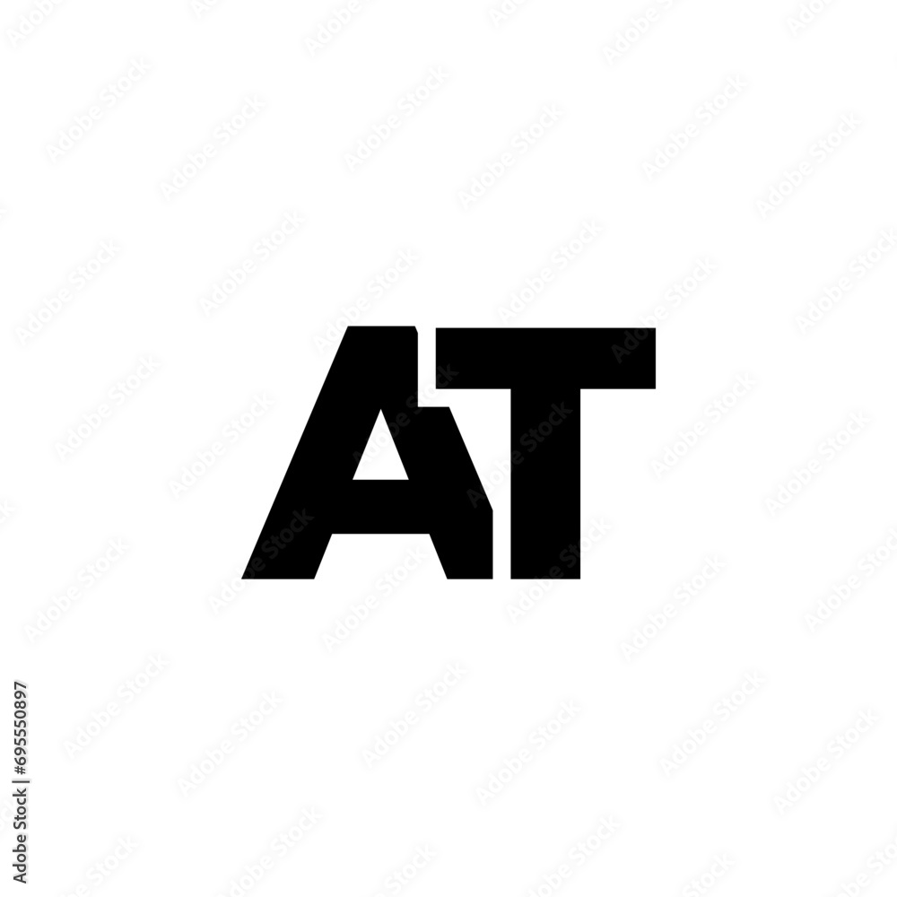Poster letter a and t, at logo design template. minimal monogram initial based logotype.