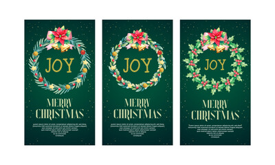 Watercolor Luxury Christmas wreath collection for stories and banner