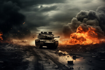Tank on the battlefield