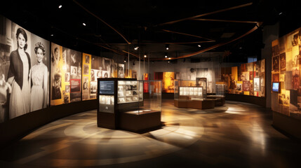 A guided tour of a museums womens history section. - obrazy, fototapety, plakaty