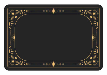 Mystic style banner with ornamental border, tarot cards style frame, esoteric border, vector