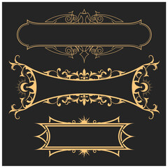 Set of mystic style banners with ornamental border, tarot style frames with curls, esoteric borders, vector