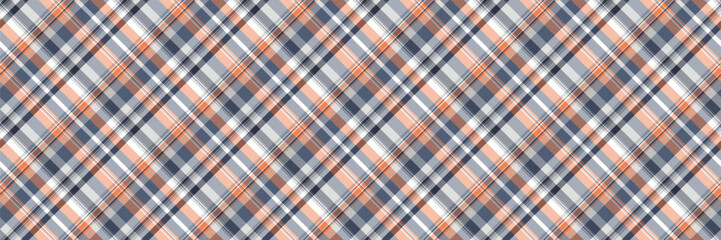 Blanket textile fabric background, endless seamless texture vector. Net tartan plaid check pattern in pastel and orange colors.