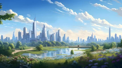 Poster panoramic view of the modern city of shanghai china © Iman