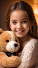 Adorable cute girl with teddy bear 