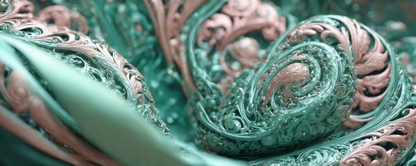 a close up of a green and pink sculpture