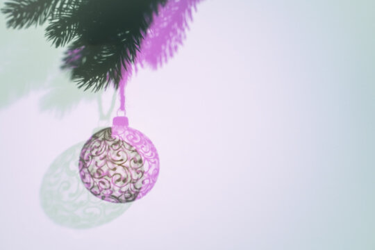 Christmas ball on Christmas tree, creative photo, new year, christmas