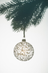 Christmas ball on Christmas tree, creative photo, new year, christmas