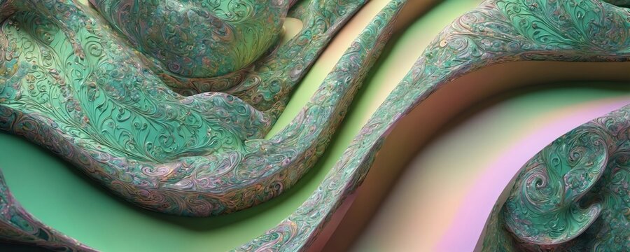 a green and pink abstract design
