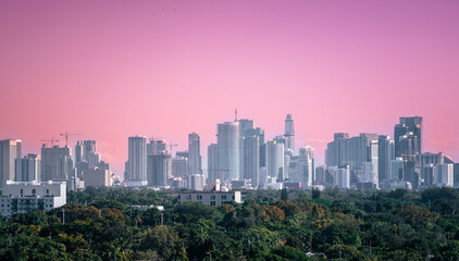 city skyline at sunset miami Florida 