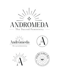 Stellar Star Logo Andromeda Sparkle Concept. Black Option