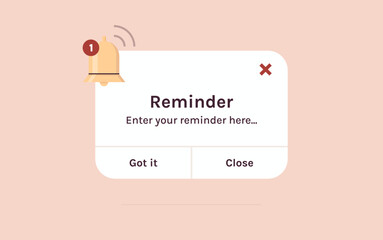 Reminder, notification page with floating elements and business planning, events, timetable flat vector illustration.
