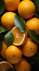 Orange Wallpaper: Freshness and Vitality with Dew Drops -Explosion of freshness: Patterns of Oranges in one vibrant shot