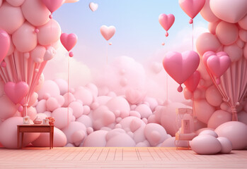 pink balloons in the box  generated by AI technology