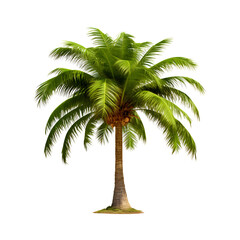 Coconut palm tree isolated on transparent background, cut out, png