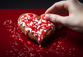 hand holding a heart generative by AI technology