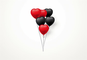 red balloons with heart generative by AI technology