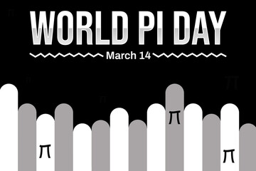 World Pi Day black and white minimalist background with typography and shapes