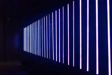 Obraz premium dark background with blur bokeh neon light lines