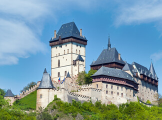 Fototapeta na wymiar Historic medieval Karlstejn Castle in Czech Republic (Bohemia, near Prague )