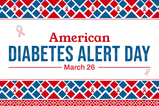 March 26 is observed to alert American from diabetes, background deisgn with ribbon and typography. AMerican diabetes alert day, backdrop