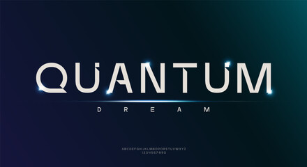 Minimalist sci-fi alphabet font. digital space typography vector illustration design