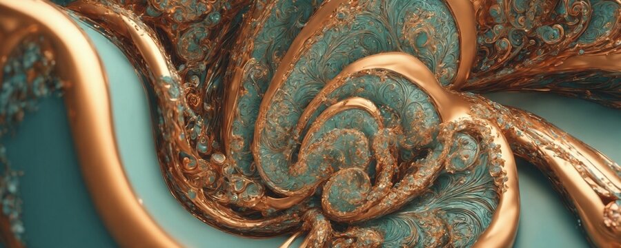 a close up of a blue and gold abstract background