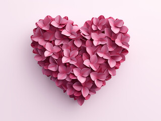 Obraz premium Heart of flowers for valentine's day celebration in a flat lay pastel color background