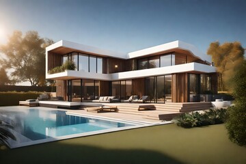 Fototapeta premium Photo 3d rendering of modern house