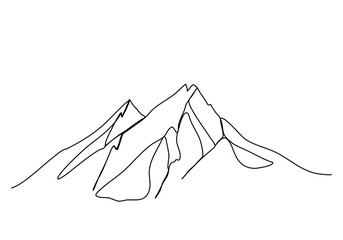 Mountains, one line drawing vector illustration.