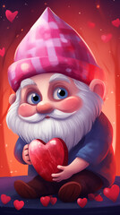 valentine's day gnome with hearts