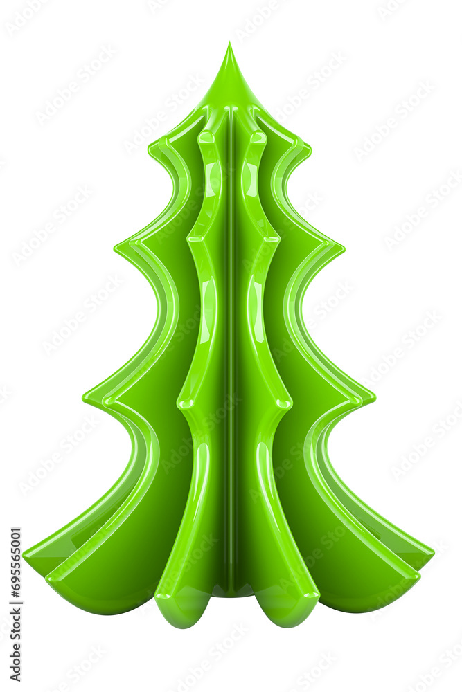 Poster abstract green christmas tree, 3d rendering isolated on transparent background