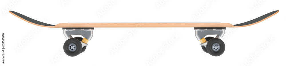 Poster skateboard, side view. 3d rendering isolated on transparent background