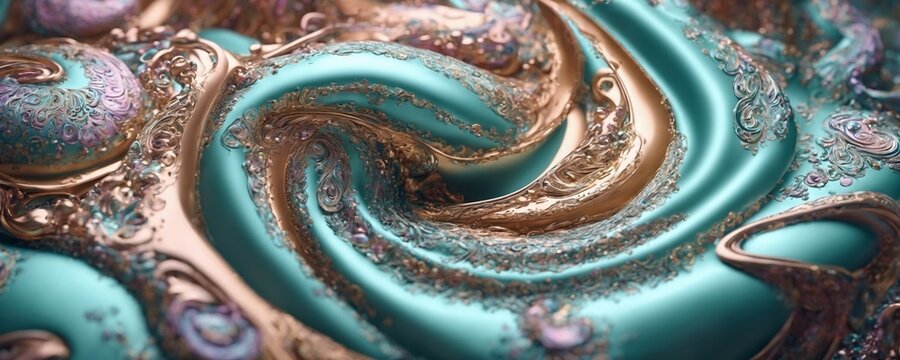a blue and gold swirl background