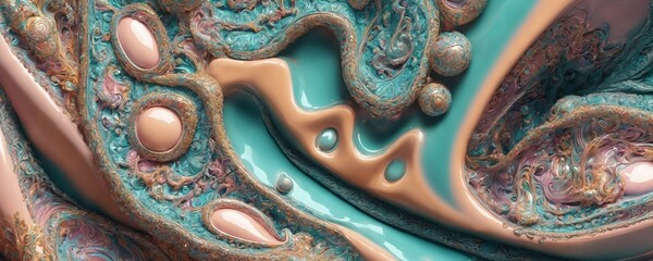 a close up of a blue and brown liquid